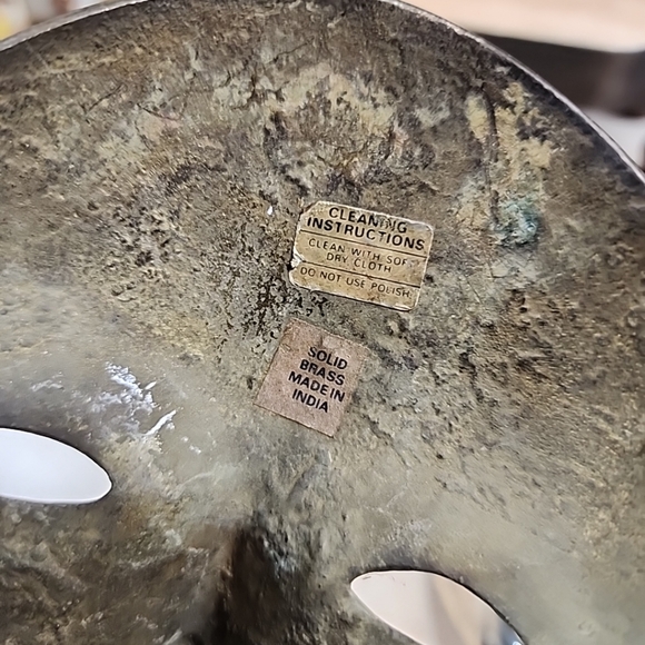 PAIR Vintage Solid Brass Decorative Mask, Made in India, Two-Toned Brass Mask. - Picture 7 of 8